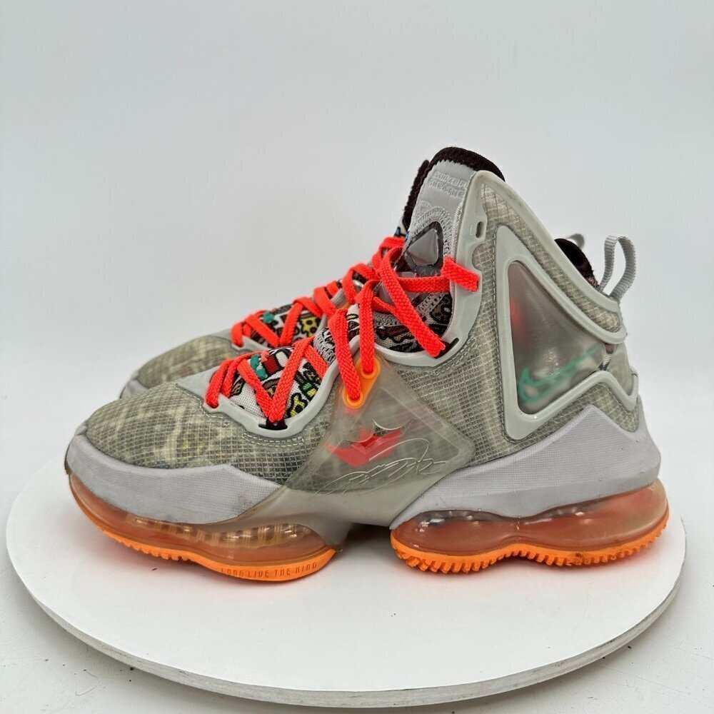 Nike Lebron XIX Fast Food Men Sz 4.5 DC9339 001 Grey Fog Orange Basketball Shoes